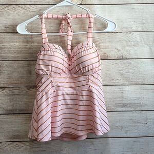 BETSEY JOHNSON TANKINI TOP IN PINK STRIPES
